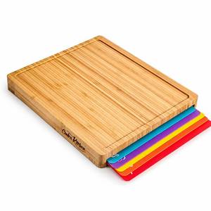 lot 5291 image: Bamboo Cutting Board Set with 6 Mats, Wood Cutting Boards for Kitchen