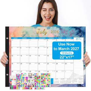 lot 5294 image: Gannyfer Large Desk Calendar 2026-2027, 22 x 17 Desk Top Calendar, 18 Months Use Now to Mar 2027, Monthly Desk Pad Calendar 2026 with Daily Blocks, Thick Paper, Corner Protectors - Starry Sky