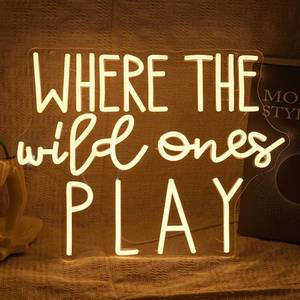 lot 5295 image: BNEMCEZH Where the Wild Ones Play Neon Sign Dimmable Wild Ones Light up Sign USB Powered Playful Word Neon Light Wall Decoration for Man Cave Bar Living Room Gaming Room Classroom Birthday Party