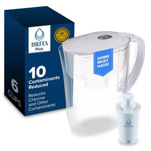lot 5302 image: Brita Metro Small 6-Cup Water Filter Pitcher with BritaPlus Filter, Clear
