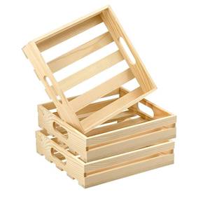 lot 5309 image: Cregugua 3 Pack Wooden Crafts Pallet Crates with Handle, Blank Wood Trays Square Storage for DIY Crafting Decorations (Outer 8.7 x 8.7 x 2 in , Interior 8 x 8 x 1.75 in)