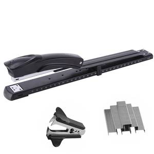 lot 5316 image: Long Reach Stapler,with 2000 Staples & Stapler Remover Full Strip��20-25 Sheet Capacity,with Built-in Ruler and Adjustable Locking Paper Guide, Gray