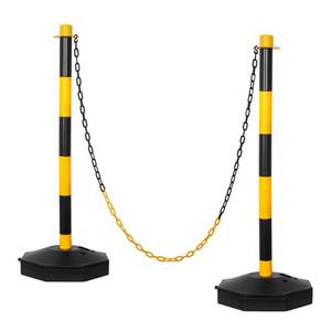 lot 7084 image: SHAREWIN 2 Sets Parking Delineator Stanchion with Base - 35 Post Traffic Cone, Reflective Collar Black, Yellow - Chain Barriers for Construction, Crowd Control, Events, Road Warning