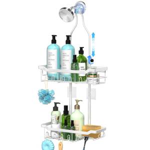 lot 7087 image: Adjustable Shower Caddy Hanging Rustproof Tool-free Height Adjustment