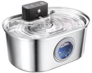 lot 7092 image: Emdoro Cordless 3.2L108oz Stainless Steel Cat Water Fountain Pet Fountain