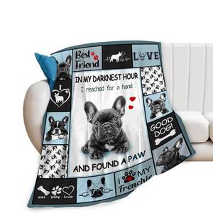 lot 7099 image: Lureix French Bulldog Fleece Throw Blanket 50x40