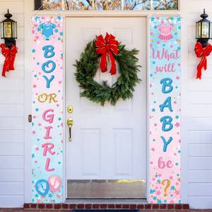 lot 7111 image: Buryeah Gender Reveal Door Banner 2-Piece Set