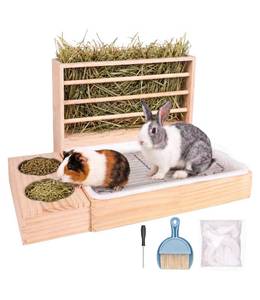lot 7118 image: Cyduan 3-in-1 Rabbit Hay Feeder with Litter Box