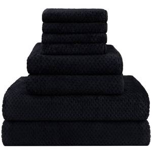 lot 7131 image: Homexcel 8-Piece Bath Towel Set, Black