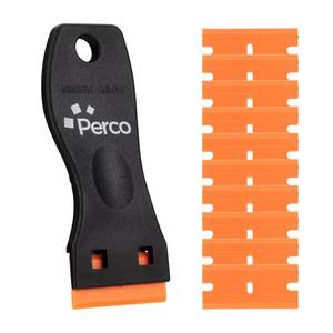 lot 8359 image: Perco Plastic Non-Scratch Razor Blade Scraper with 10 Extra Plastic Blades
