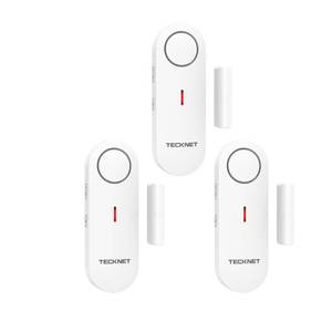 lot 8387 image: TECKNET Door and Window Alarm 3-Pack with Magnetic Sensor