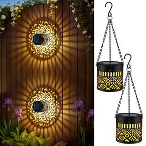 lot 8420 image: Forlivese Solar Fence Lights 2-Pack Metal Mandala