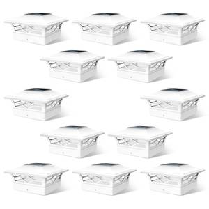 lot 9644 image: JOFIOS Solar Fence Post Lights, Cap Lights for 4x45x5 Vinyl Fence and 4x46x6 Wooden Post, Warm WhiteCool White Lighting, White Solar Cap Outdoor Waterproof Decorate Garden Pathway Dcek Patio