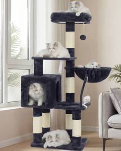 lot 9645 image: Heybly Cat Tree with Toy, 43.3 inch Cat Tower for Indoor Cats HCT004SG