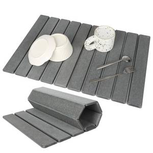 lot 9654 image: Large Stone Dish Drying Mat for Kitchen Counter, Eco-friendly, Instant Drying Pad,Diatomaceous Earth Water Absorbing Mat, Foldable and Super Absorbent Dish Drying Stone Mat, 24�16, Dark Gray