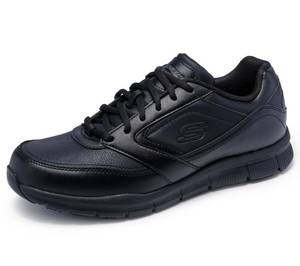 lot 9655 image: Used as is Skechers Mens Nampa Food Service Shoe, Black, 13 Wide