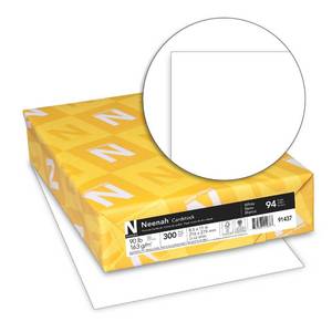 lot 9664 image: Neenah Index Cardstock, 8.5 x 11, 90 lb.163 gsm, White, 300 Sheets, Lightweight, 94 Brightness - EXTRA SHEETS, MORE VALUE (91437)