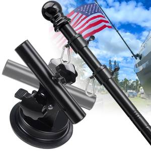 lot 9684 image: Flag Pole Kit with Suction Cup Holder - 6ft Heavy Duty Flagpole, 400lbs Suction Secure Mount with 0-90 °Adjustable Angle - No Drill, Rustproof for Outdoor Camper,Rv, Boats,Truck,SUV
