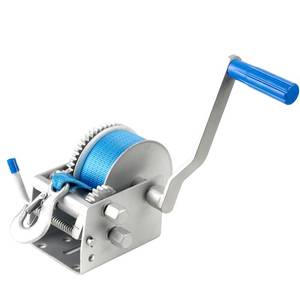 lot 9689 image: Heavy Duty Boat Winch, 4500 lbs Capacity, All Steel Construction with 2 Inch x 32 Feet Nylon Strap, Manual Hand Crank for Marine Trailer Loading