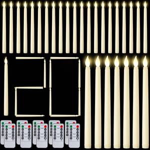lot 9690 image: 120 Pcs 11 Flameless Taper Candles with Remote and Timer, Ivory White