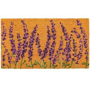 lot 9693 image: Juvale Lavender Floral Door Mat - 17 x 30 in, Purple Coir - Welcome Mat for Front Door & Entryway - Coir Doormat for Patio & Porch