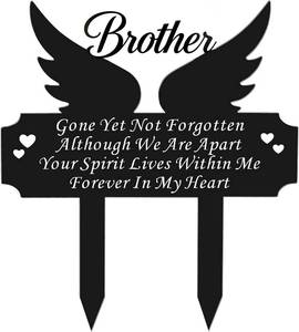 lot 10007 image: Metal Grave Marker Stake - Cemetery Garden Decor for Brother, Rust-Proof All-Weather Outdoor Remembrance Plaque, in Loving Memory of Brother Memorial Yard Sign