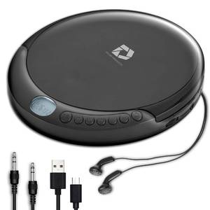 lot 10025 image: Deluxe Products CD Player Portable with 60 Second Anti Skip, Stereo Earbuds, Includes Aux in Cable and AC USB Power Cable for use at Home or in Car