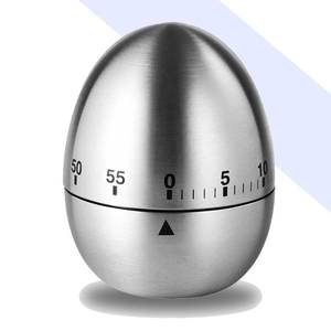 lot 10030 image: HEMIPLEGIA Stainless Steel Mechanical Kitchen Timer, Classic Egg Shape 60-Minute Manual Countdown, Professional Matte Silver Visual Timer for Hard Boiled Eggs, Baking & Professional Chef (Silver)