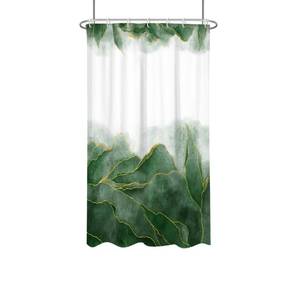 lot 10041 image: RTFEVG Green and Gold Shower Curtain Stall Small Half Single Mini Ombre Modern Abstract Art Aesthetic Minimalist Simple Golden Lines Marble Fabric Cloth Bathroom Decor Set 36x72 inch Polyester 7 Hooks