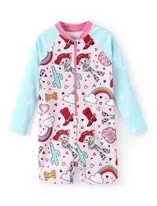 lot 10051 image: Disney Toy Story Cowgirl Jessie Toddler Girls Swimsuits Long Sleeves Zipper Rashguard Bathing Suits Pink Water Play UPF 50 Swimwear Quick Dry for Little Girls Size 2 Years
