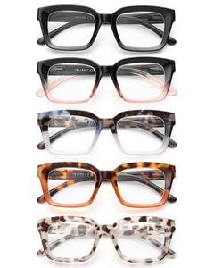 lot 10058 image: JOLISU 5 Pack Reading Glasses for Women, Blue Light Blocking Computer Readers,Square Eyeglasses with Spring Hinge 1.25