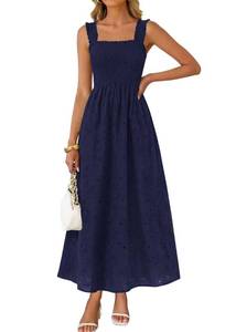 lot 10463 image: KIRUNDO Summer Lace Dress for Women Eyelet Maxi Sundress(Navy, S)