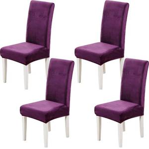 lot 10471 image: Yiaizhuo Soft Velvet Dining Chair Covers for Dining Room Set of 4 Pack Velvet Slipcovers Chairs Cover Stretch Slipcover, Purple