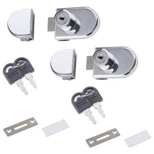 lot 10477 image: 2 Pack Double Glass Cabinet Lock - Double Door Single Open Wine Cabinet Lock for Glass Thickness 5-8mm  0.2 - 0.31 Showcase Mall Display No Drill