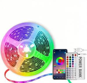 lot 10480 image: RUISHINE Battery Operated LED Strip Lights Rechargeable Light, Color Changing Music Sync App Remote Control RGB USB Lights for Bedroom, TV, Party & Room Decoration Kitchen