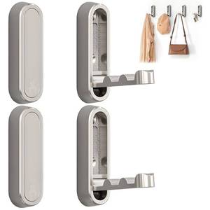 lot 10482 image: Eptcp Foldable Wall Hooks Silver, 4 Pack Folding Coat Hooks, Screw Mounted