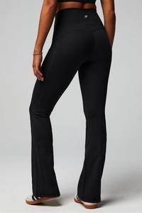 lot 10487 image: Fabletics Womens Oasis Pureluxe High-Waisted Pocket Kick Flare, Light Compression, Buttery Soft, L, Black