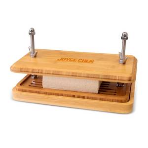 lot 10495 image: Joyce Chen Bamboo Tofu Press, Built-In Drainage Grate & Removable Drip Tray, Adjustable Dual Tension Screws, Easily Remove Water from Tofu, Mess-Free Tofu Drainer