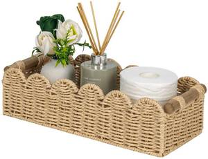 lot 13765 image: CubesLand Scalloped Toilet Paper Storage Basket WHandle for Home Decor