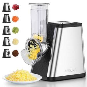 lot 13772 image: AERKINE Electric Cheese Grater for Block Cheese, Pizza, Salad & Pasta