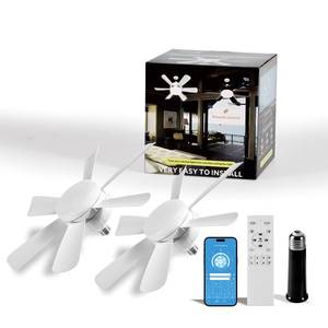 lot 13802 image: Superyofo Socket Fan LED Ceiling Light E26 2-Pack