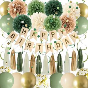 lot 13804 image: KEHAOMY Green Birthday Party Decoration Set