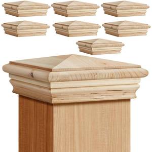 lot 13822 image: Geetery Cedar Wood Fence Post Caps 4x4 (8-Piece Set)  Retail $103.99
