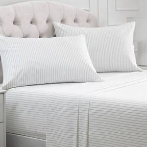 lot 13835 image: Mellanni Iconic 4-Piece King Sheet Set, Pinstripe Gray