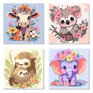lot 14028 image: AILIBUT Paint by Numbers Kit 4-Pack 8x8 Inch