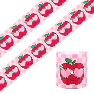 lot 14036 image: Colarr 65 ft Apple Straight Edged Bulletin Board Border Classroom Decor Apple of My Eye Pink Checkerboard Border Trim for Back to School Classroom Office Chalkboard Wall Desk Decor