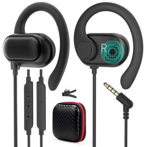 lot 14040 image: 3.5mm Wired Earbuds Open Ear Headphones 5FT Earphone for PC with Mic Black