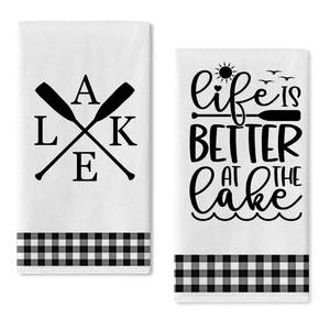 lot 14043 image: Seliem Life is Better at The Lake House Spring Summer Kitchen Dish Towel