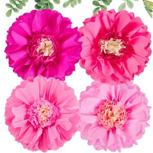 lot 14045 image: SUNBEAUTY 20 Giant Pink Paper Flowers 4 PCS Large Crepe Tissue Paper Flowers Pink Party Decorations for Girl Women Birthday Spring Garden Wedding Flower Backdrop Wall Bridal Shower Nursery
