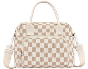 lot 14046 image: OYLOLA Lunch Bag Women Lunch Box for Women Adult Cute Insulated Lunch Bag Lager Cooler Lunch Tote Bags for Work Picnic (Beige-Brown Plaid)